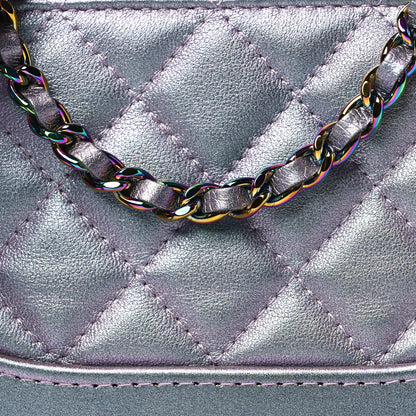 Chanel Iridescent Lambskin Calfskin Quilted Small Gabrielle Clutch With Chain Light Purple 8 of 11
