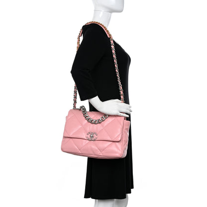 Chanel Lambskin Quilted Large Chanel 19 Flap Light Pink 2 of 10