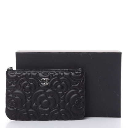 Chanel Goatskin Camellia Embossed Cosmetic Pouch Black 8 of 8