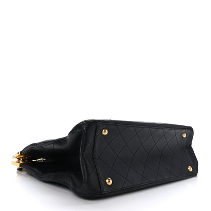 Chanel Lambskin Quilted Elegant CC Shopping Tote Navy Black 4 of 9