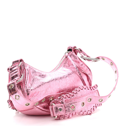 Balenciaga Metallic Agneau Arena Crystal Le Cagole Shoulder Bag XS Met Pink 2 of 10
