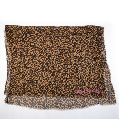 Louis Vuitton Cashmere Silk Leopard Stole Brown 3 of 14