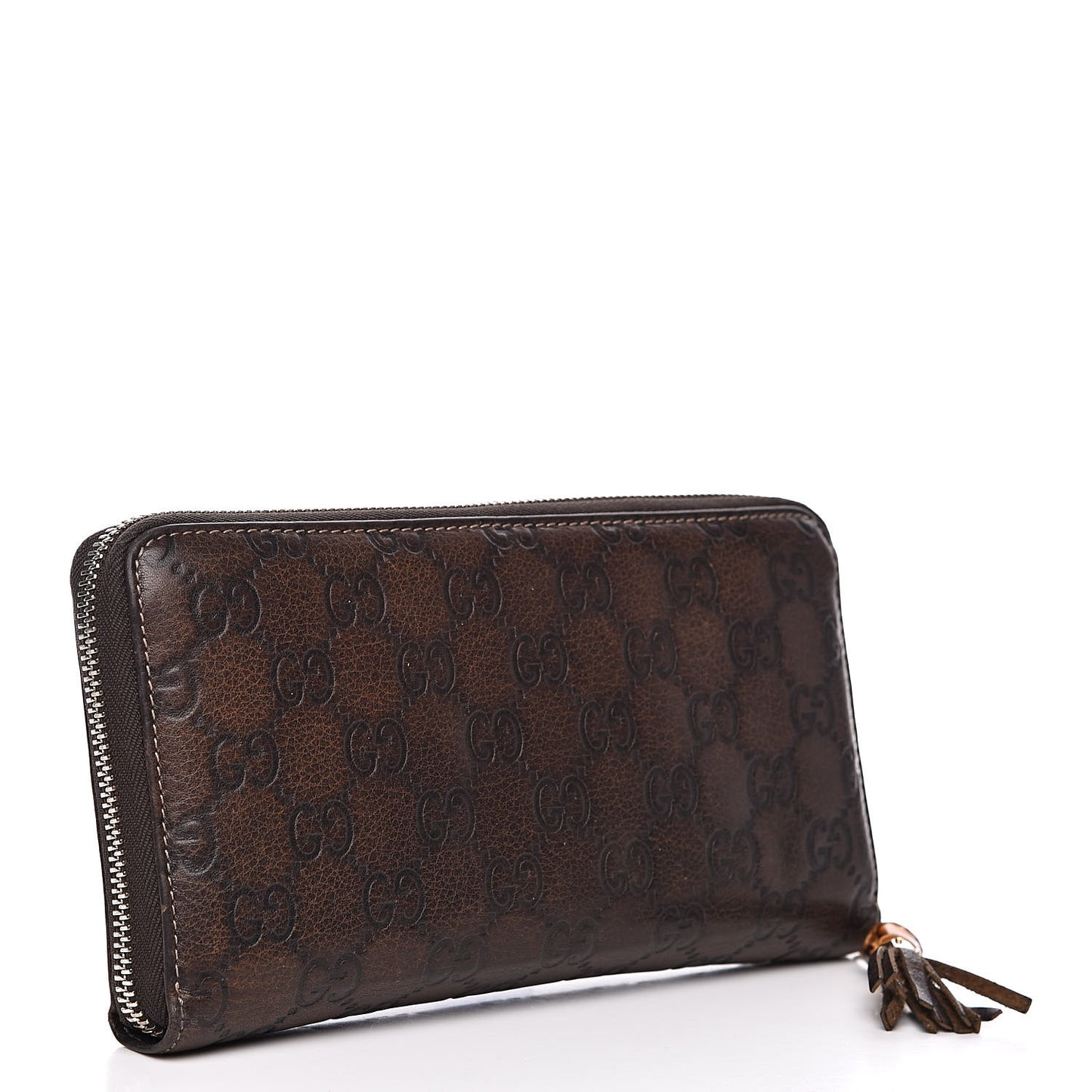 Guccissima Bamboo Tassel Zip Around Wallet Brown