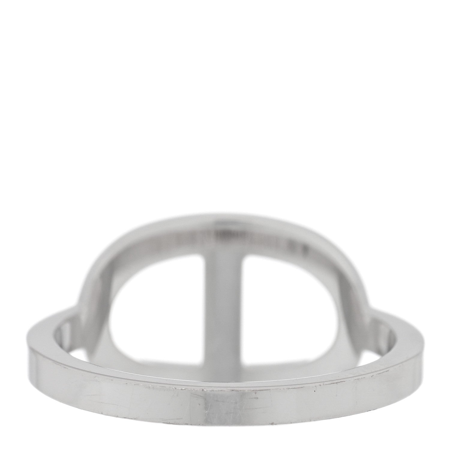 Hermes 18K White Gold Diamond MM Chaine d'Ancre Contour Ring 53 6.25 3 of 5