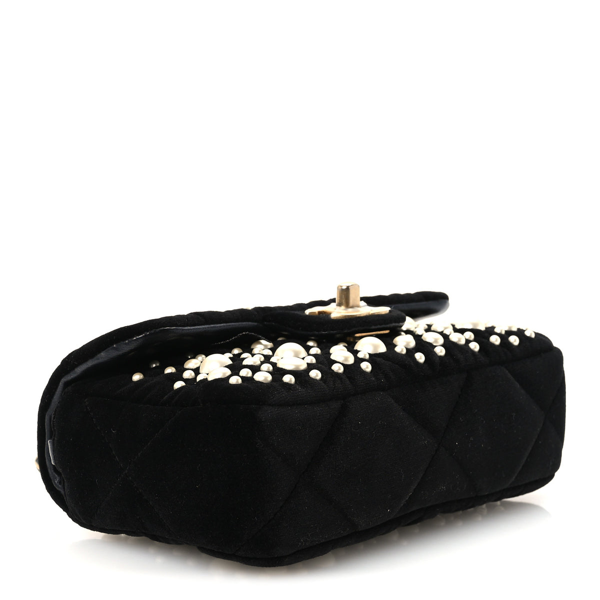 Velvet Pearl Mini Flap Bag Black