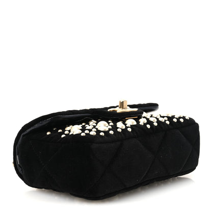 Chanel Velvet Pearl Mini Flap Bag Black 3 of 10