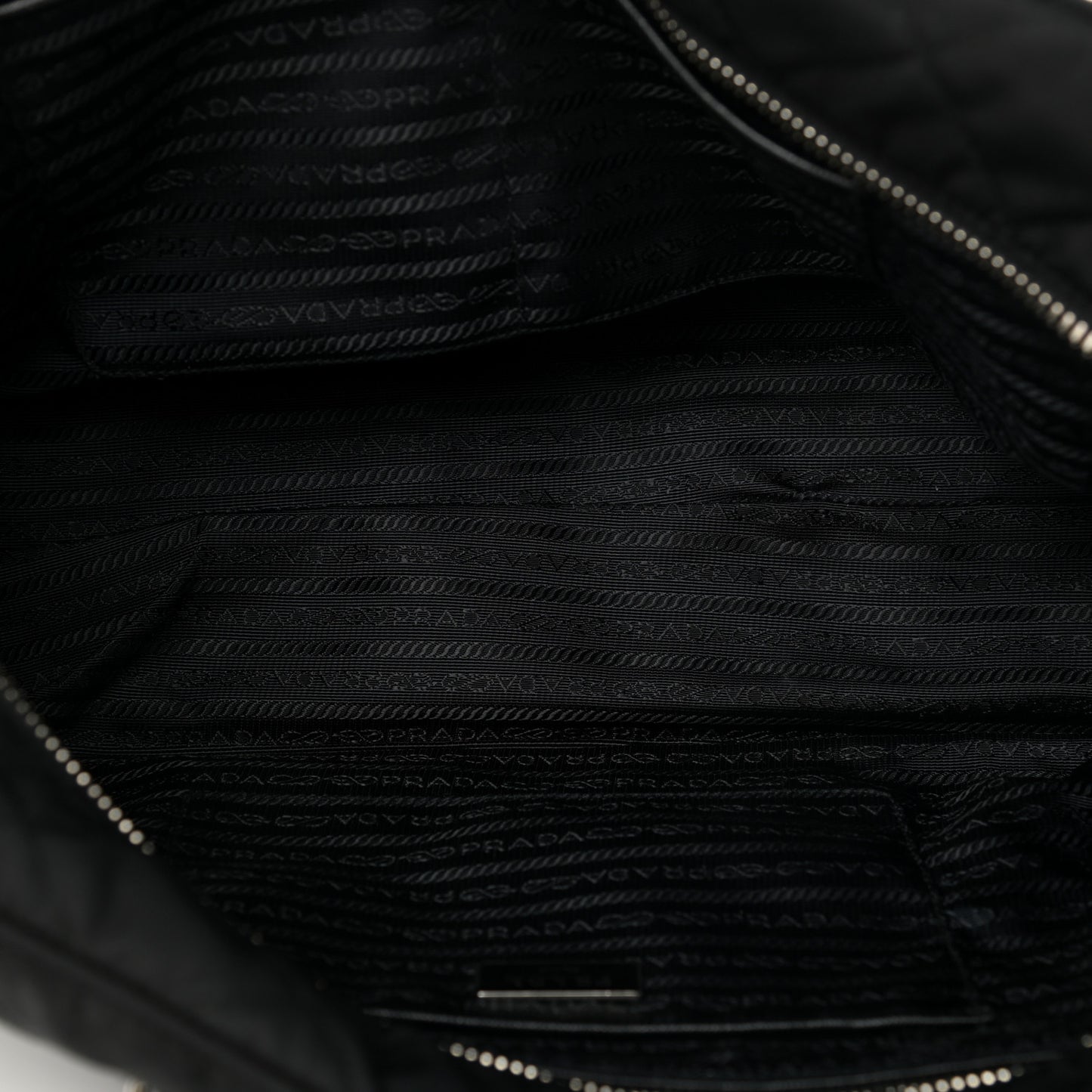 Nylon Tessuto Impuntu Quilted Large Shoulder Bag Black