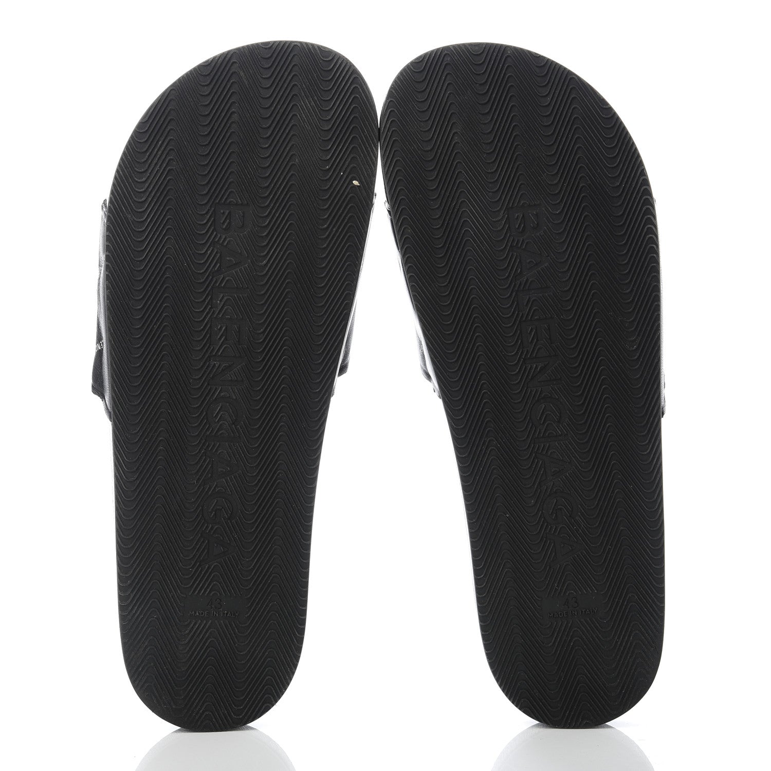 Balenciaga Nappa Allover Logo Embossed Mens Pool Slide Sandals 43 Black White 5 of 9
