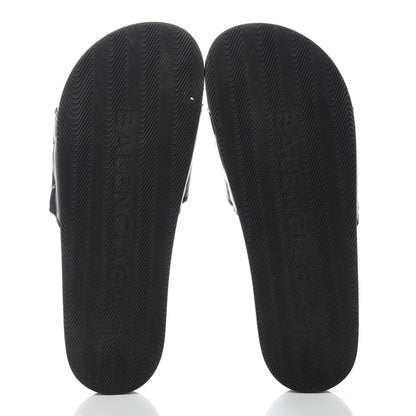 Balenciaga Nappa Allover Logo Embossed Mens Pool Slide Sandals 43 Black White 5 of 9