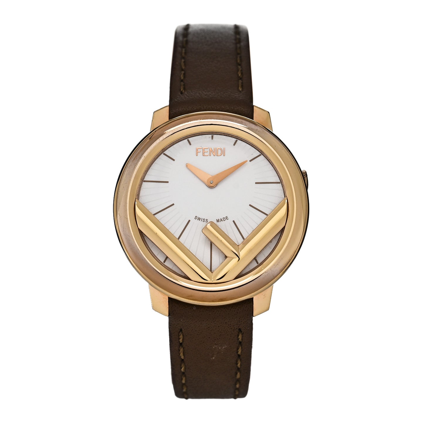 Stainless Steel Calfskin 28mm Run Away Quartz Watch Brown