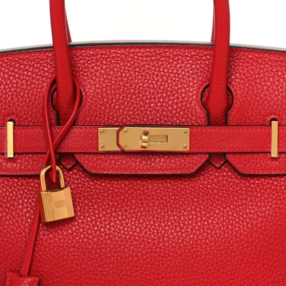 Hermes Taurillon Clemence Birkin 30 Rouge Casaque 8 of 10