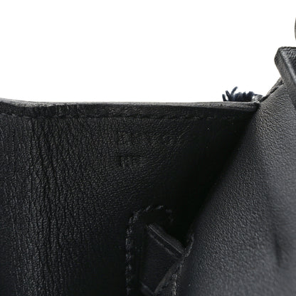 Hermes Swift Twill H Fray Fray Birkin 35 Black Ecru 6 of 10