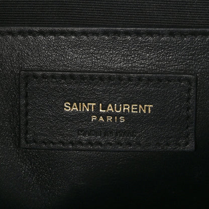 Saint Laurent Shiny Calfskin Crocodile Embossed Manhattan Baguette Black 6 of 10