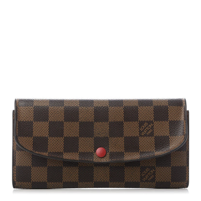 Louis Vuitton Damier Ebene Emilie Wallet Red 1 of 9