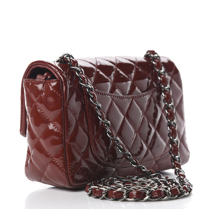 Chanel Patent Calfskin Quilted Mini Rectangular Flap Dark Red 2 of 12