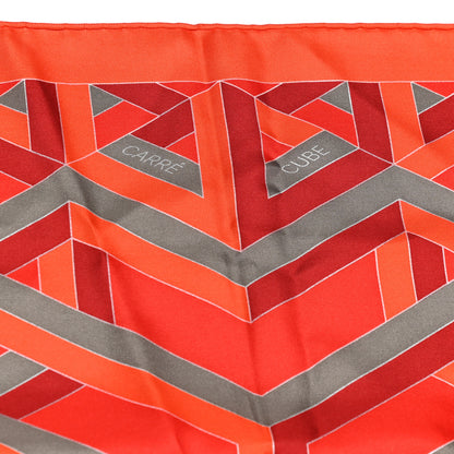 Hermes Silk Carre Cube Scarf 90 Capucine Vermillon Argile 3 of 4