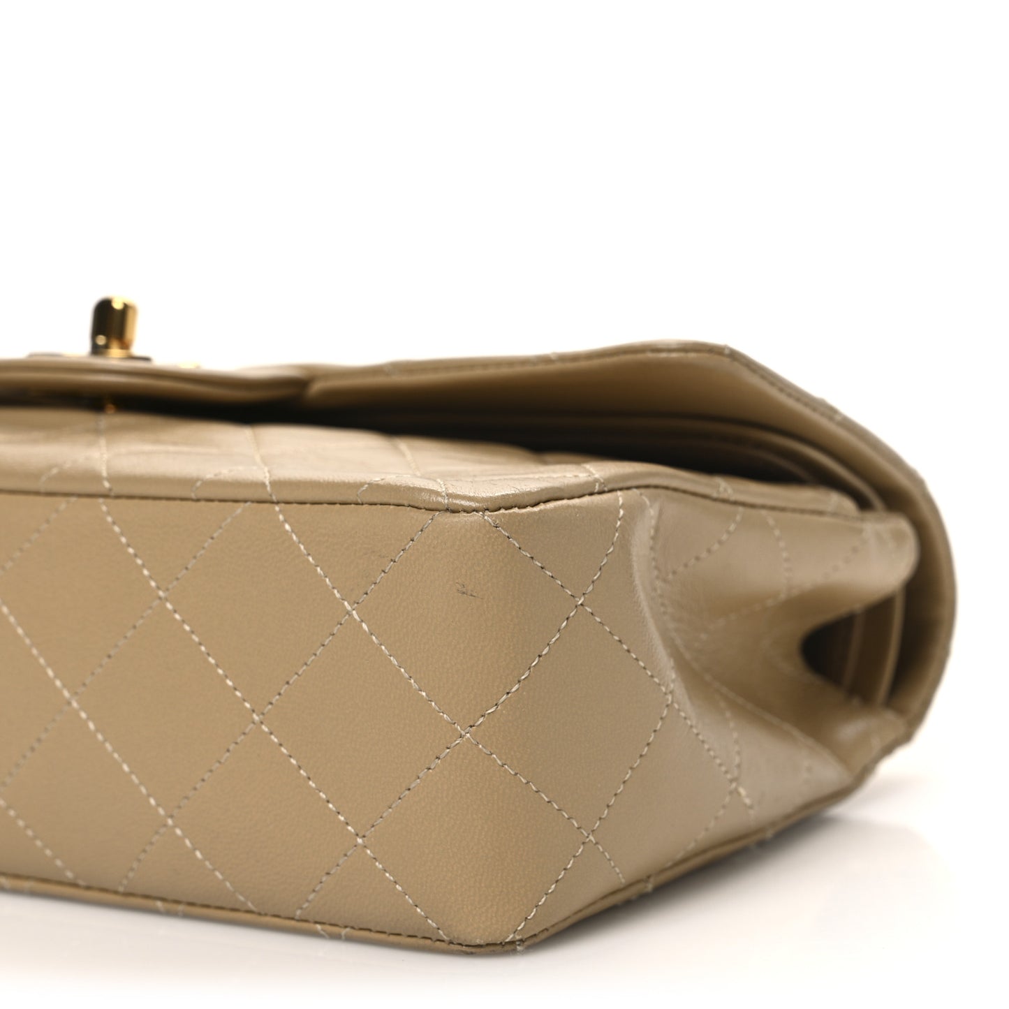 Lambskin Quilted Small Double Flap Beige