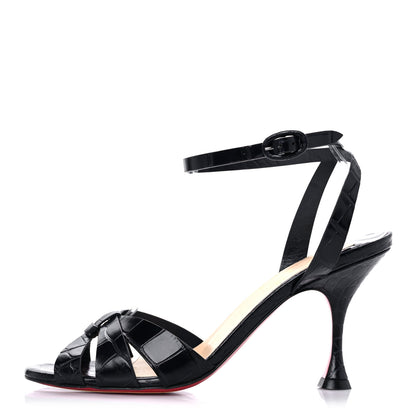 Christian Louboutin Calfskin Crocodile Embossed New Trezuma Sandals 36.5 Black 1 of 11