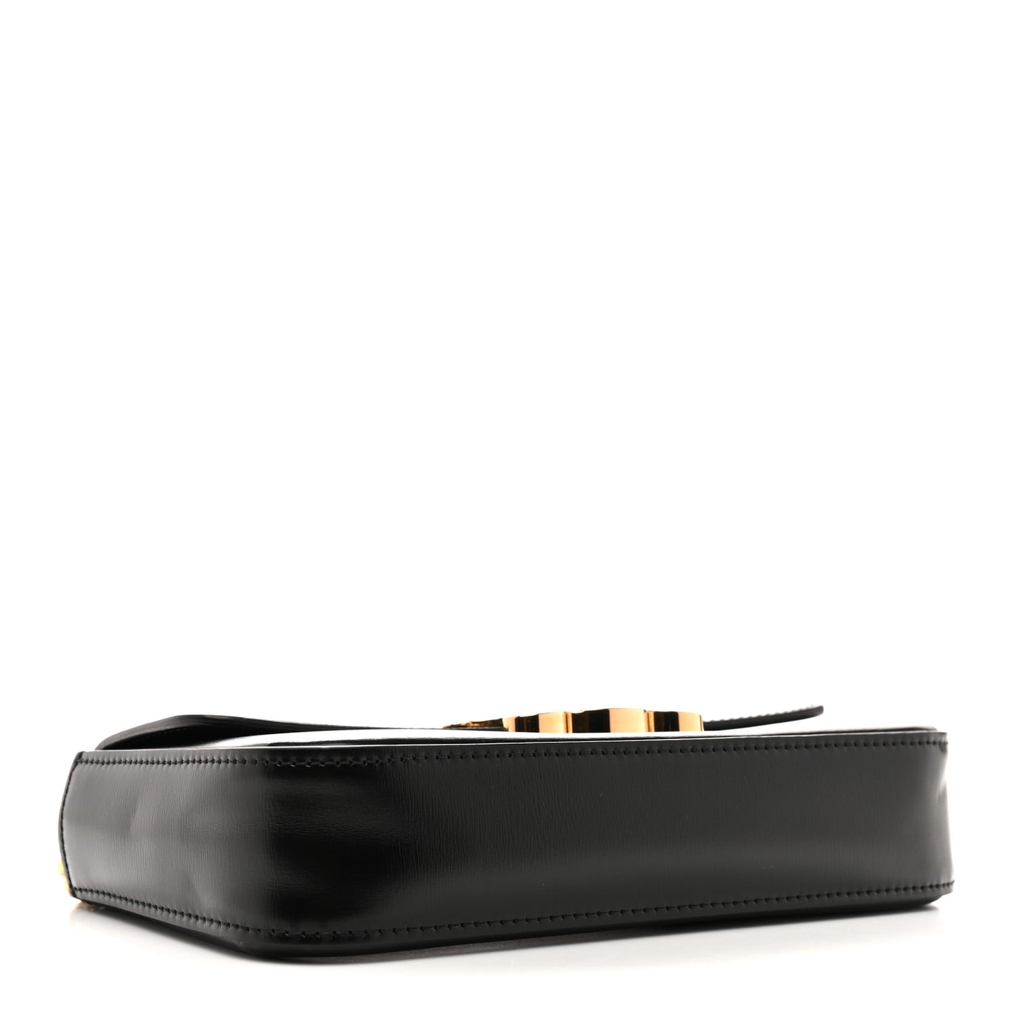 Shiny Calfskin Triomphe Chain Shoulder Bag Black