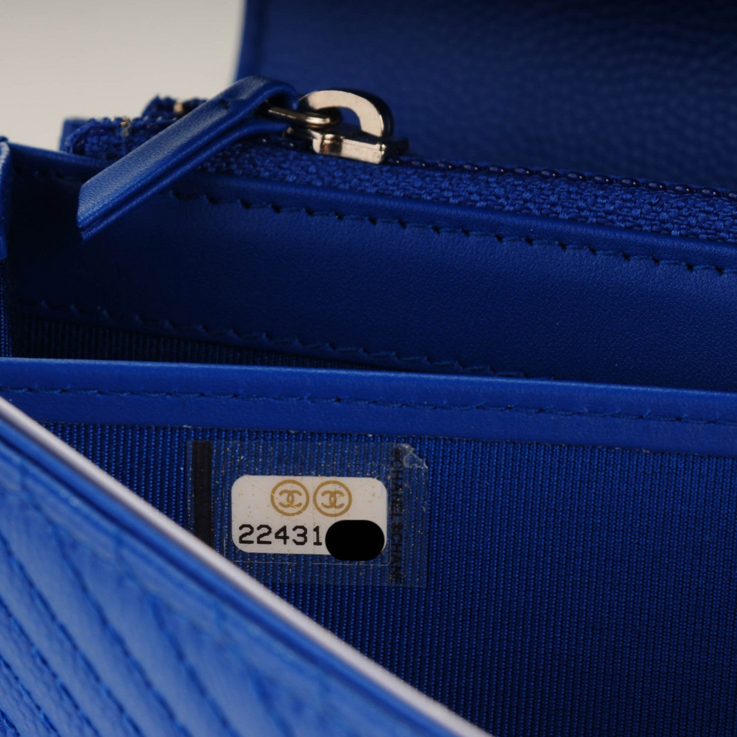 Chanel Caviar Chevron Quilted Large Flap Wallet Bright Blue 8 of 8