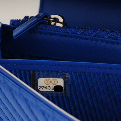 Chanel Caviar Chevron Quilted Large Flap Wallet Bright Blue 8 of 8