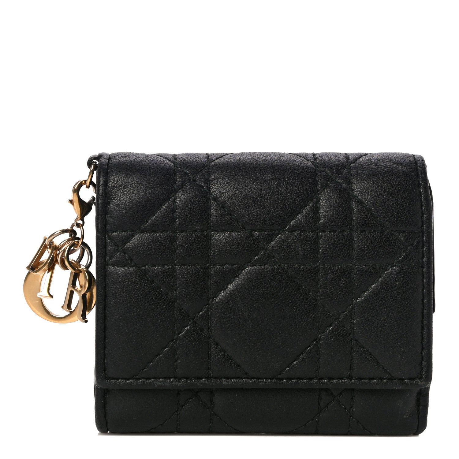 Christian Dior Lambskin Cannage Lady Dior Lotus Wallet Black 1 of 15