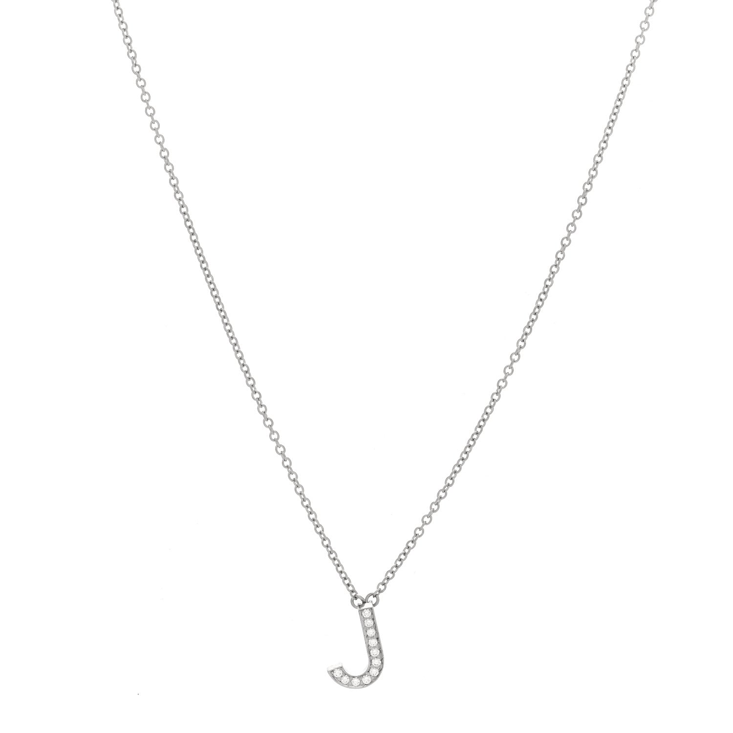 Tiffany Platinum Diamond Letters J Pendant Necklace 1 of 4