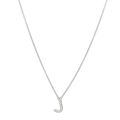 Tiffany Platinum Diamond Letters J Pendant Necklace 1 of 4