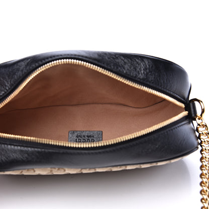 Gucci Monogram Matelasse Diagonal Small GG Marmont Chain Shoulder Bag Beige Black 4 of 10