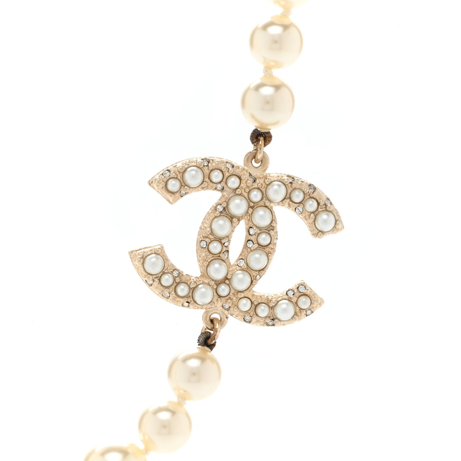 Chanel Pearl CC 100th Anniversary Necklace Light Gold 4 of 6