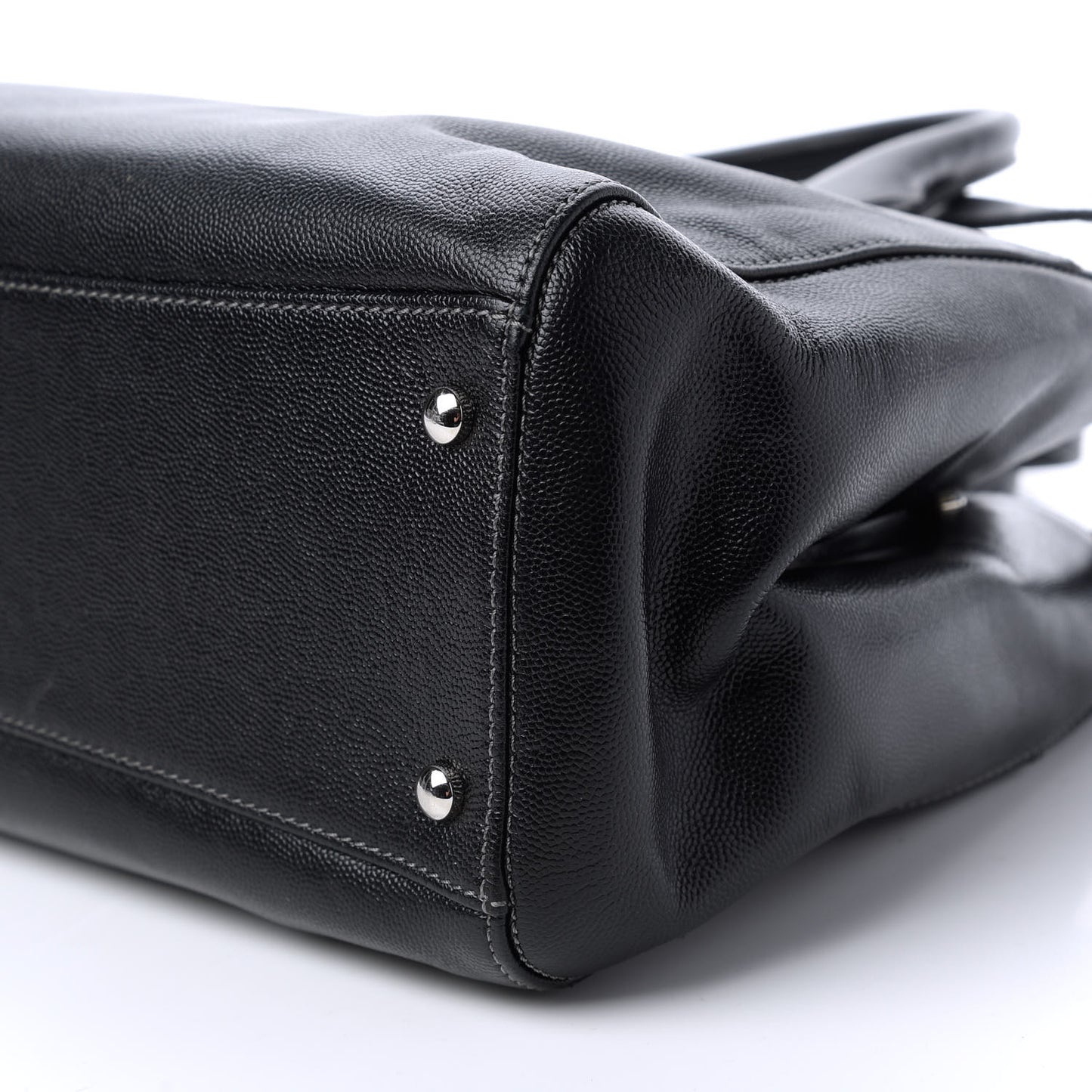 Calfskin Cerf Executive Shopper Tote Black