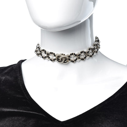 Chanel Pearl Lambskin CC Chain Twist Choker Necklace Black Gold 2 of 4