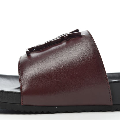 Saint Laurent Lambskin Joan Slide Sandals size 39 in Burgundy 12 of 20