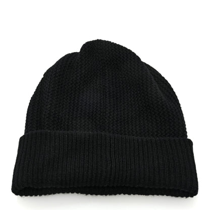 Chanel Cashmere Sequin Logo Beanie Hat Black Gold 3 of 5