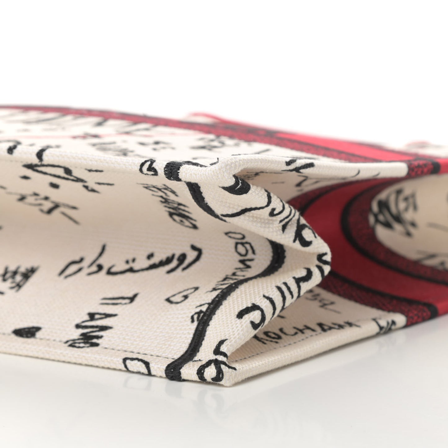 Canvas Embroidered Dioramour Graffiti Book Tote Latte Multicolor