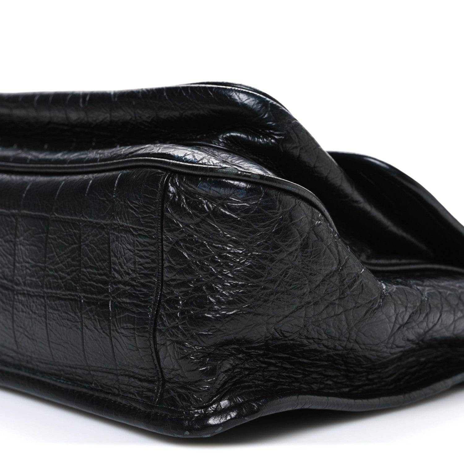 Saint Laurent Crocodile Embossed Lambskin Monogram Medium Niki Chain Satchel Black 10 of 11