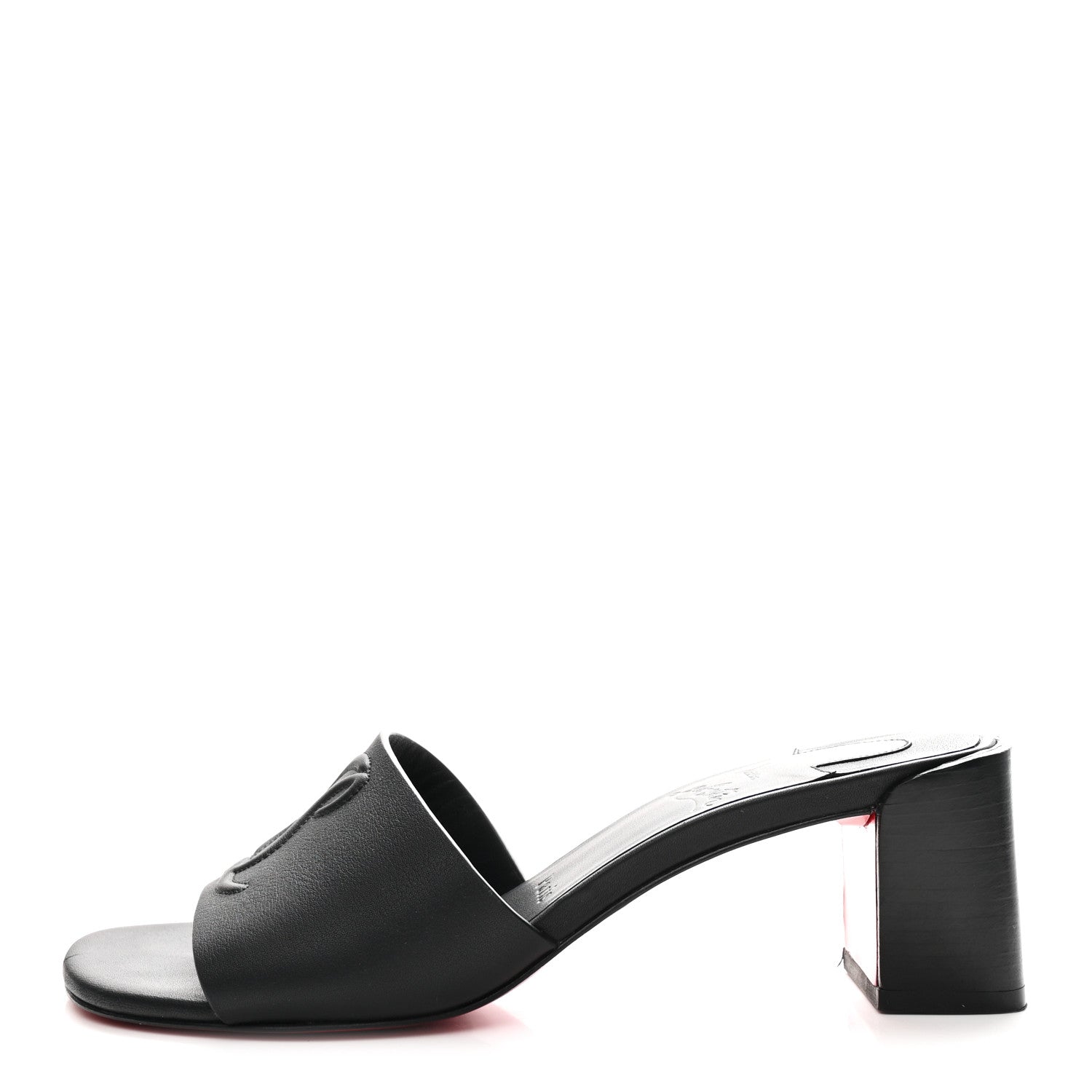 Christian Louboutin Calfskin Logo Embossed So CL 55 Mule 37.5 Black 1 of 10