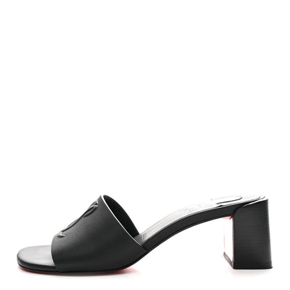Christian Louboutin Calfskin Logo Embossed So CL 55 Mule 37.5 Black 1 of 10