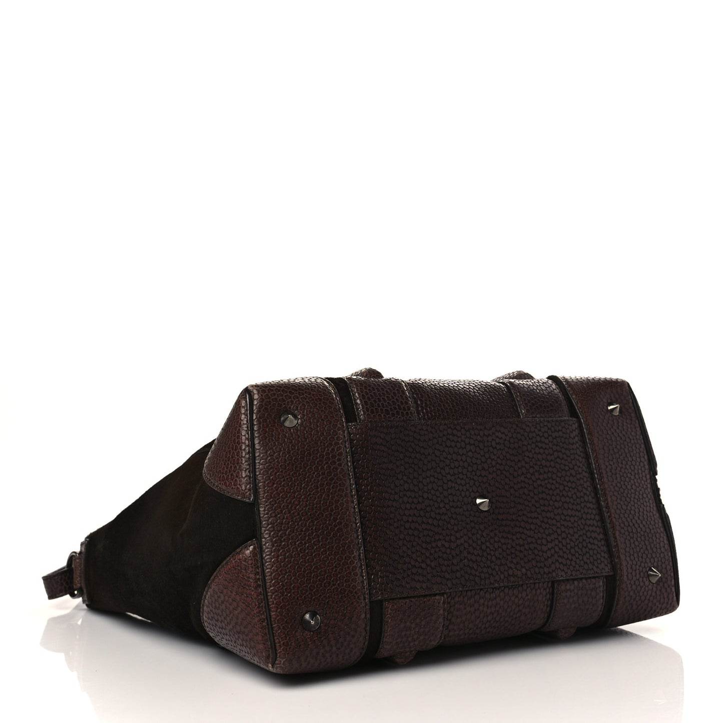 Lizard Embossed Calfskin Calf Hair Medium Lucrezia Tote Dark Brown