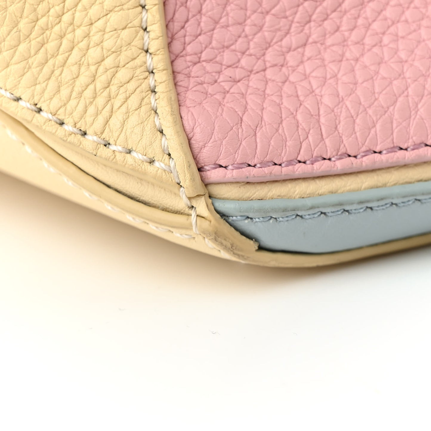 Calfskin Colorblock Medium Wrapped Handle Puzzle Bag Pink Multicolor