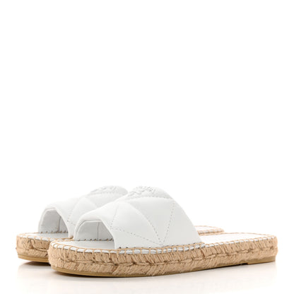 Prada Nappa Logo Quilted Espadrille 20mm Slide Sandals 38 Bianco 3 of 13