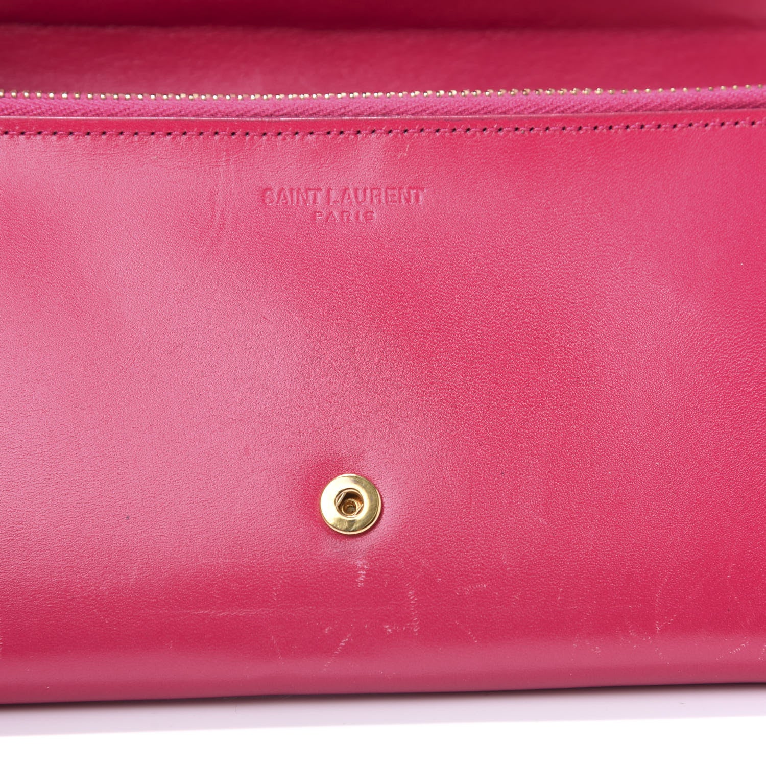Saint Laurent Calfskin Classic Large Marquage Flap Wallet Pink 9 of 11
