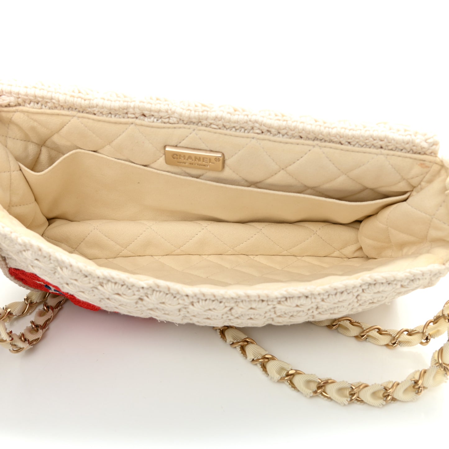 Crochet Camellia Small Flap Ivory