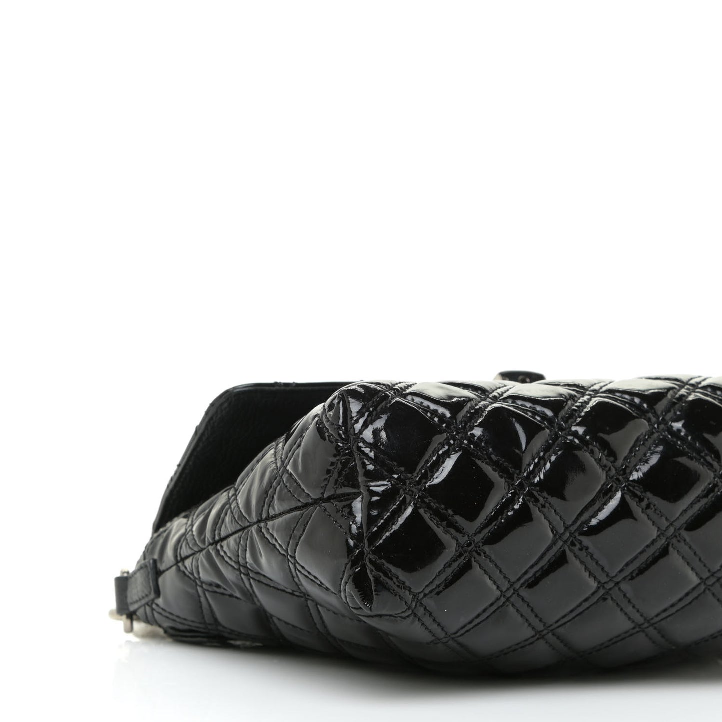 Patent Quilted Single Flap Black