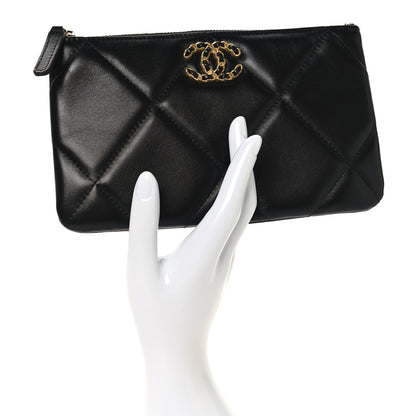 Chanel Lambskin Quilted Small Chanel 19 Pouch Black 2 of 8