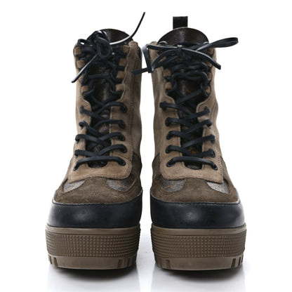 Louis Vuitton Suede Calfskin Monogram Laureate Platform Desert Boots 37 Taupe 2 of 9