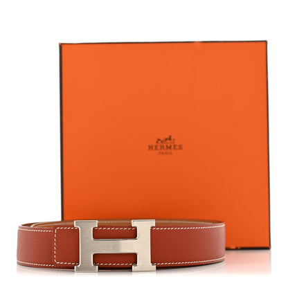 Hermes Epsom Tadelakt 32mm H Belt  85 Brique Gold 8 of 8