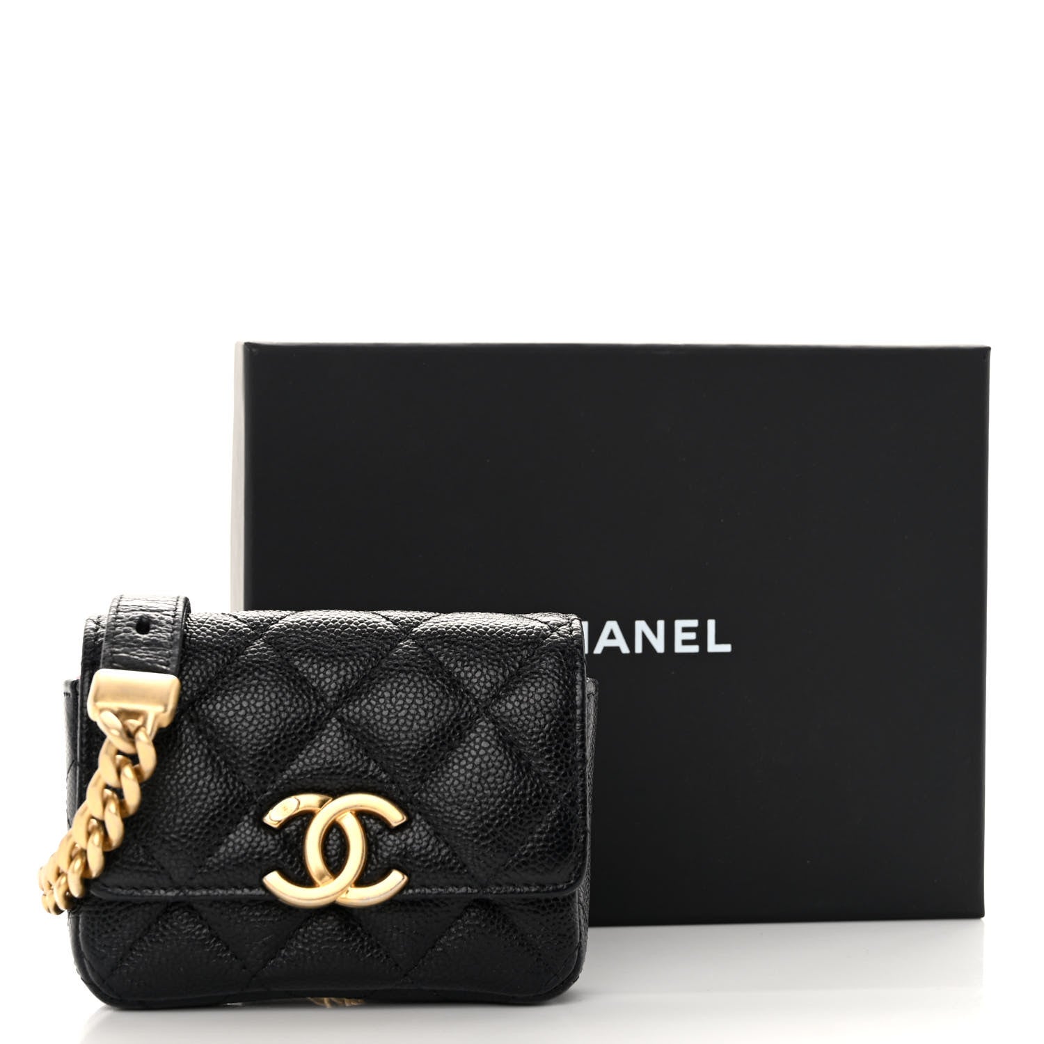 Chanel Shiny Caviar Quilted Chain Melody Belt Bag Black 11 of 11