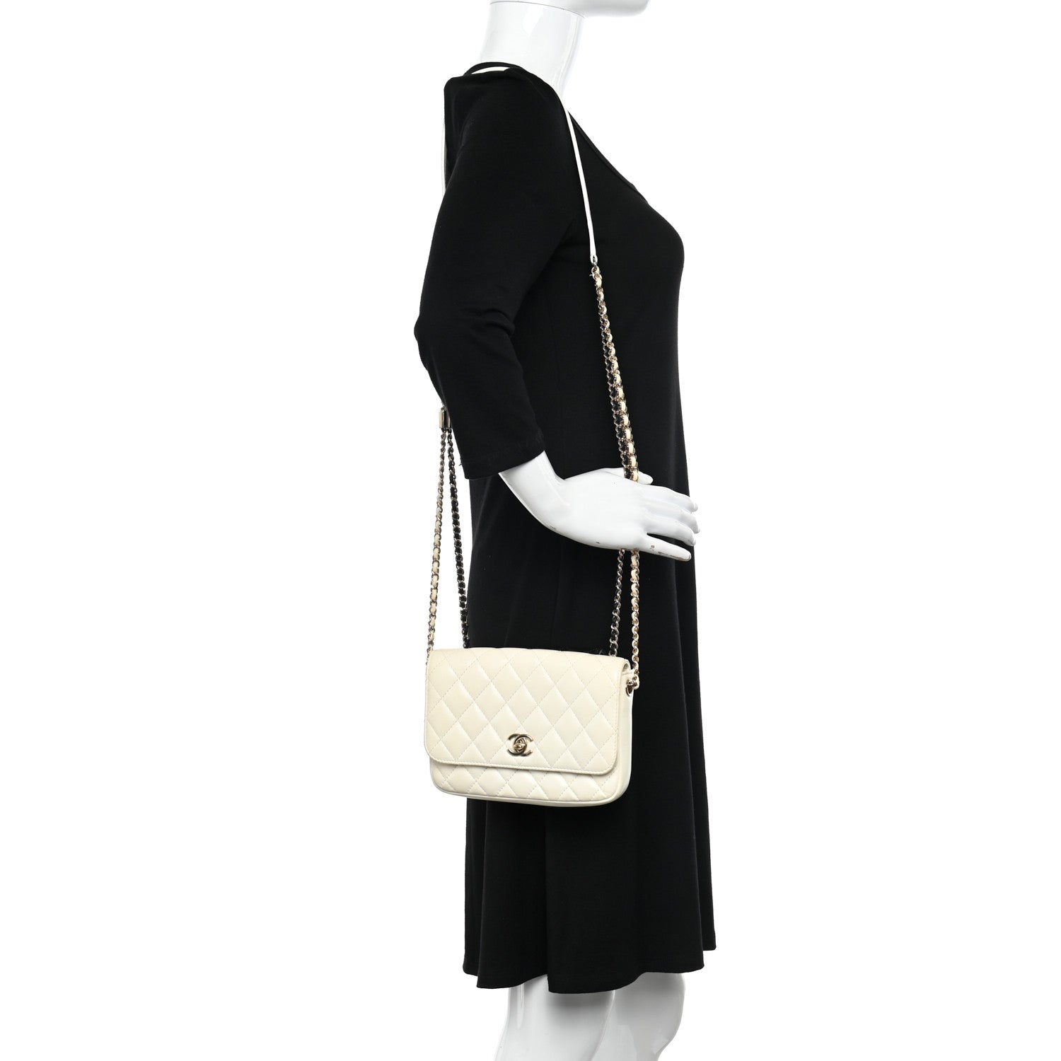 Chanel Lambskin Quilted Side Packs White Black 2 of 16