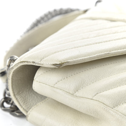 Saint Laurent Sheepskin Matelasse Chevron Monogram Medium College Bag Dove White 12 of 17